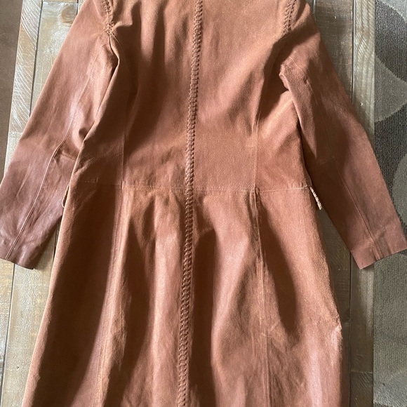 Margaret Godfrey suede long length leather jacket/trench. - Picture 8 of 9